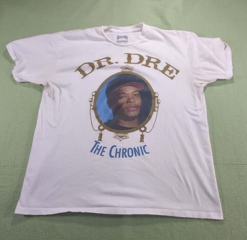 Death Row Records Dr. Dre The Chronic White Graphic T-Shirt Size L